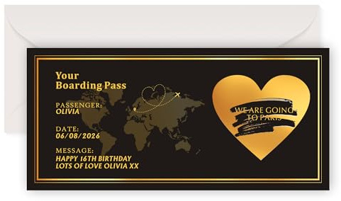 Personalised Holiday Scratch Card Reveal Surprise Boarding Pass Scratch Card Reveal Gifts Personalised Scratch-Off Stickers Gift Greeting Cards for Women Men Spouse Family Lover (Design 3)
