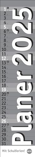 Langplaner, silber 2025: Praktischer Streifenkalender fürs Büro. Länglicher Wandkalender mit genug Platz für Notizen. Terminkalender 2025. 11 x 49 cm (Bürokalender Heye)
