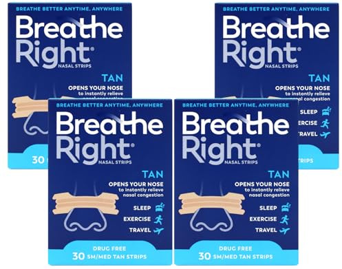 Breathe Right Nasal Strips Original Tan Small/Medium 30 ea (Pack of 4)