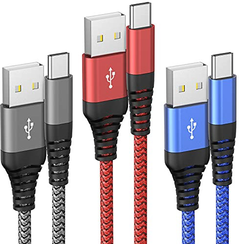 USB C Charger Cable 3Pack 6FT/1.8M USB Type C Charger Fast Charging USB A to USB C Cable Compatible with Samsung Galaxy S22 S21 S20 Note 10 9 8,Huawei,Xiaomi,Google Pixel etc.