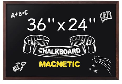 Comix Magnetic Chalkboard, 24 x 36 Inches Wooden-Framed Blackboard, Hanging Chalk Board for School Office Home and Restaurant Menu