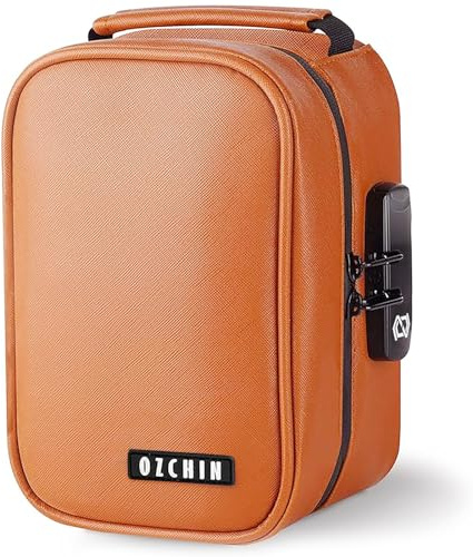OZCHIN Bolsa a prueba de olores con cerradura de combinación, organizador de archivos, contenedor de medicamentos, caja de almacenamiento sin olor, gran regalo para amigos, color marrón