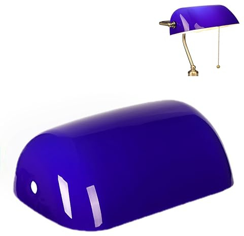 FIRVRE Lamp Shades for Table Lamps Banker Glass Lamp Shade Replacement Desk Lamp Blue Glass Cover