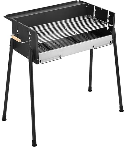 Portable Charcoal Grill, Outdoor BBQ Grill for Camping, Foldable Barbecue Grill with Seasoning Board, Extra Large Cooking Area, Windproof Charcoal Grill for Backyard Camping Picnics
