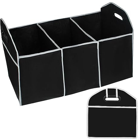 Jomewory Organisateur De Coffre, Conteneur De Coffre Pliable À 3 Compartiments | Bac De Rangement De Voiture Isolé Étanche Multifonctionnel pour SUV, Voitures, Collations Et Boissons