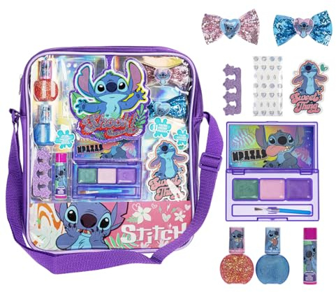 Disney Stitch Maquillage rempli Sac à épaule Comprend Gloss à lèvres, Vernis à Ongles, Arc de Cheveux pour Les Filles par Townley Girl