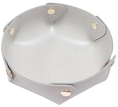 lesulety Vide Poche Entree Plateau Decoratif Petit Plateau Plateau Bijoux Plateau Rond Objet Decoration Design Gadget Bureau Vide Poche Cuir Decoration Maison,Blanc
