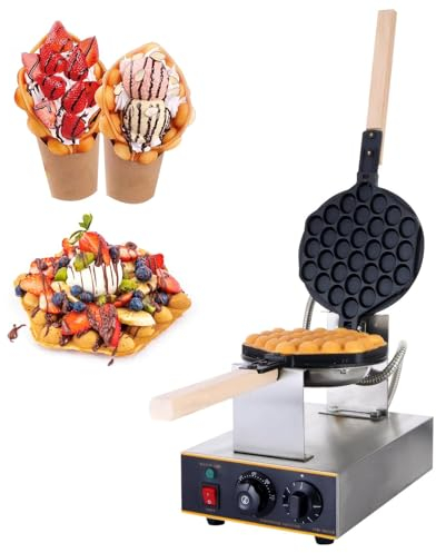 DXDRT Gofrera De Burbujas Comercial, Máquina para Hacer Gofres 1400w con Sartenes Giratorias De 180 °, Plancha De Gofres Antiadherente para Restaurante,Cafeterías,Panadería,Snack Bar,Hogar