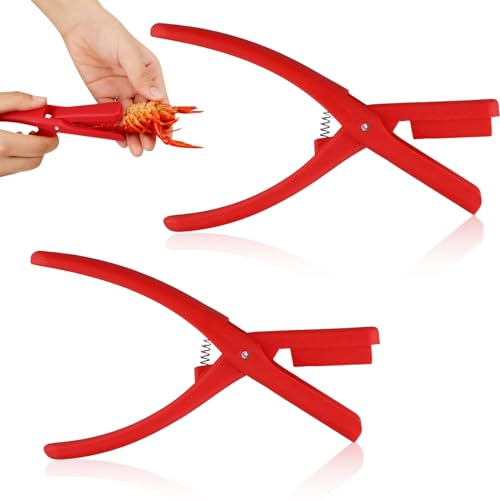 2pcs Éplucheur d'Écrevisses, Décortiqueur d'Écrevisses Outil d'Épluchage d'Écrevisses Portable Dispositif de Décorticage d'Écrevisses pour Éplucher les Queues de Crevettes Cuites (Rouge)