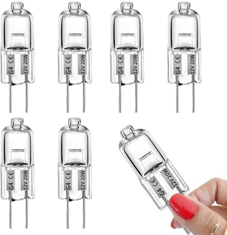 Bralucy G4 Halogen Light Clear Bulbs 12pcs Capsule Lamp 20W 12V Dimmable 2 Pins Halogen Bulbs for Oven Lighting Signal Lights Track Lights (Warm White)[Energy Rating G]