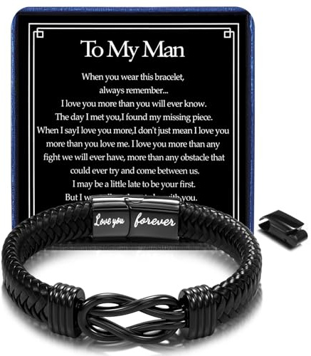 Joykee Gift To My Men Husband Son Dad Infinity Leather Bracelets Birthday Gifts