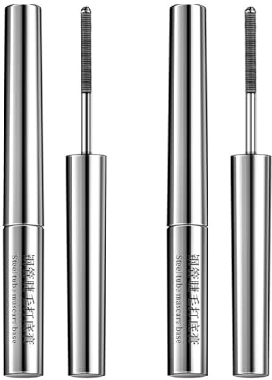Small Steel Tube Mascara, Curling and Long-Lasting Mascara, Iron Wand Mascaras Waterproof, Steel Pipe Eyelash Primer, Long-Wearing for Sensitive Eyes (2Pcs)