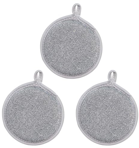 3pcs Esponja de Lavado, Fregador, Esponja de Cocina, Lavable Reutilizable, 12.5cm con microfibra, con 2 lados fuertes para una limpieza a fondo de la suciedad persistente Cepillo