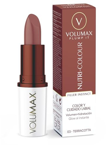 Volumax Plump It Nutri‑Colour | Tratamiento labial antiedad voluminizador con color | Volumen inmediato Tecnología Filler Instinct |Tripéptido 1 y ácido hialurónico reticulado |Tono Terracota 03 |4g