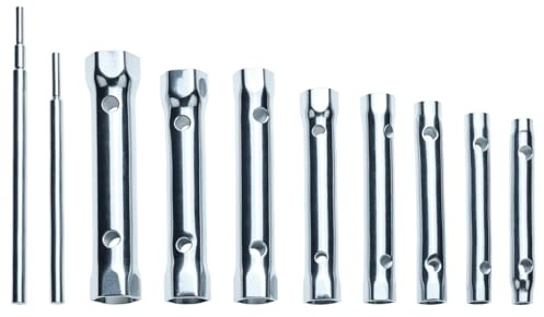 QWORK® 10 Stück Rohrsteckschlüssel, 6-22 mm Doppelschlüssel, Zündkerzenschlüssel, für Arbeiten am Wasserhahn, Zündkerzen