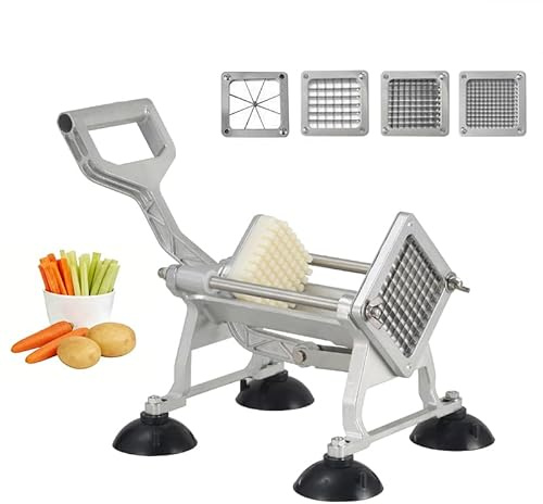 Hanured Tagliapatate per Patate Fritte Professionale con 6mm 9mm 13mm 8-Spigolo Lame in Acciaio， con 4 Ventose, Taglia Patatine Fritte Manuale Tagliaverdure a Bastoncini,per Patate Carote Cetrioli