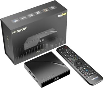 Amiko A14 Gold – 4K Android OTT Media Streamer | Android 14, 4 GB de RAM, 64 GB de memoria, Wi-Fi 6, Bluetooth 5.2, Gigabit LAN para streaming y multimedia