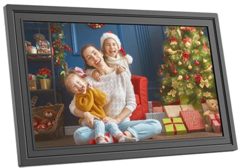 10,1 tum WiFi digital fotoram IPS pekskärm, automatisk horisontell och vertikal brytare, inbyggt minne, app-fjärröverföring (svart)