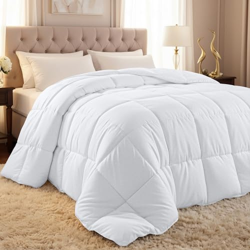 Utopia Bedding Queen Comforter Duvet Insert, Quilted White Comforter with Corner Tabs, Box Stitched Down Alternative Comforters Queen Size 88 x 88 inches