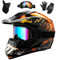 WEITY Casco da Motocross Set con Occhiali Guanti Face Mask, per bambini e adulti, casco da motociclista AVT MX integrale per Downhill Offroad Enduro Scooter Sport (Orange,M)
