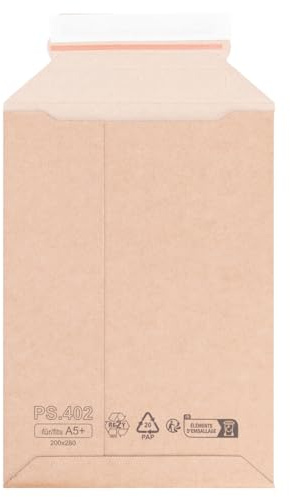 verpacking sobres de envío de cartón ondulado 200 x 280 mm - A5+ marrones [tamaño y cantidad a elegir] sobre de envío de cartón autoadhesivo 50 unidades