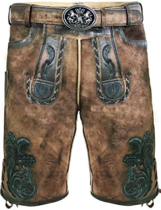 Edelnice Trachtenmode hochwertige Kurze Trachtenlederhose aus Ziegenleder Florian
