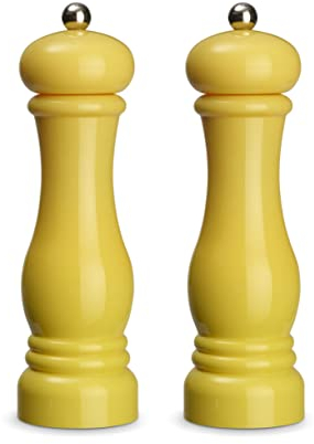 ECHTWERK Set di 2 macinaspezie in plastica ABS di alta qualità, macinino in ceramica, macinino manuale, ideale per spezie come pepe, sale e peperoncino, giallo 21 cm