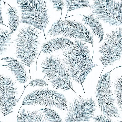 CiCiwind Self Adhesive Wallpaper Leaf Wallpaper Blue Peel and Stick Wallpaper 41×300cm Vinyl Stick on Wallpaper Adhesive Contact Paper, 41cm×3m