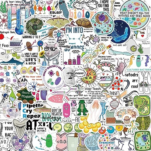 Biologie Labor Aufkleber 100 Stück Vinyl Cartoon Student Wissenschaftlich Aufkleber für Skateboard Scrapbook Laptop Auto Fahrrad Gepäck,Wasserdicht Funny Physik Stickers für Jugendliche Erwachsene