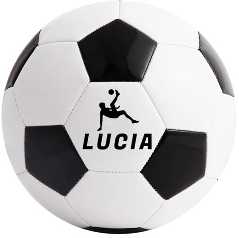 Cezool Pallone da Calcio Personalizzato con Nome, Stampa Nero/Bianco, Misura 5, Regalo Sportivo per Allenamento e Tempo Libero