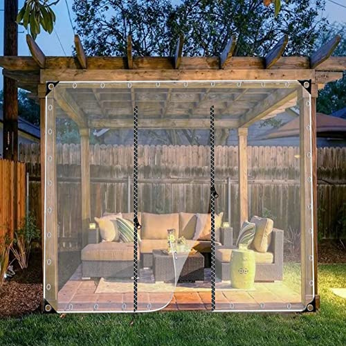 Pavillon-Seitenteile aus Vinyl, strapazierfähig, wasserdicht, transparent, mit Reißverschlusstür, Outdoor-Vorhänge für Pergola, Garten und Pflanzen, 4 x 3 m, transparente Abdeckung