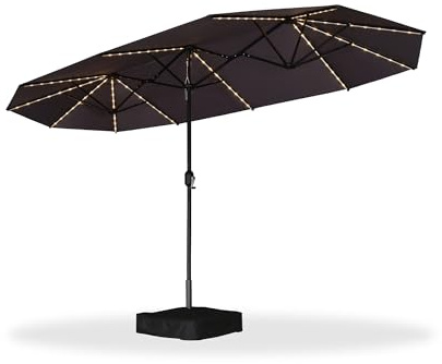 PURPLE LEAF Ombrellone da Giardino Esterno con Piedi, Ombrellone Rettangolare Doppio Grande con Manovella in Alluminio per Balcone, Terrazza, Patio, Ristoranti, Caffè, grigio, 4 x 2 m