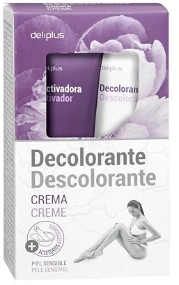 Crema Decolorante de Vello para Rostro y Cuerpo, Especial Piel Sensible, Kit Completo 2x75 ml | Incluye Decolorante, Activador, Bandeja y Espátula