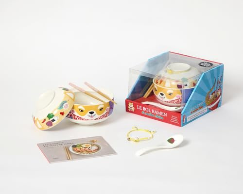 Coffret Le Bol Ramen de maitre Shiba: 1 bol ramen - 1 cuillère décorée - des baguettes - 1 livre de recettes - Coffret Japon