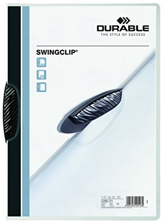Durable Klemm-Mappe Swingclip, aus PP, bis zu 30 Blatt A4, schwarz, 25er Packung, 226001