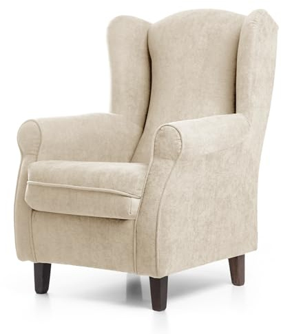 Suenoszzz- Sillón orejero Silla de lactancia. Tejido Aspen 60 rojo granate. Moderna Medida: 102 x 76 x 74. Beige vainilla