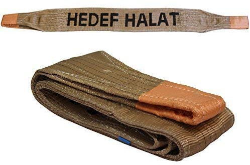 6 Tonnen Tragfähigkeit 5 Meter Länge Hebegurt Rundschlinge Hebeband Bergegurt aus Polyster mit Endschlaufen für Kran, Abschleppen Braun