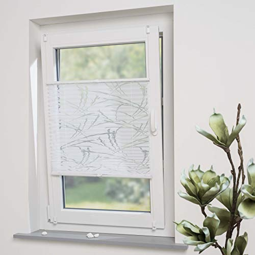 DECOLIA by Garesa Fenster Klemmfix Plissee ohne Bohren 95 x 130 cm Burnout Streifen, Weiß - Lichtdurchlässiger Fenster Sichtschutz und Fenster Deko, Faltrollo