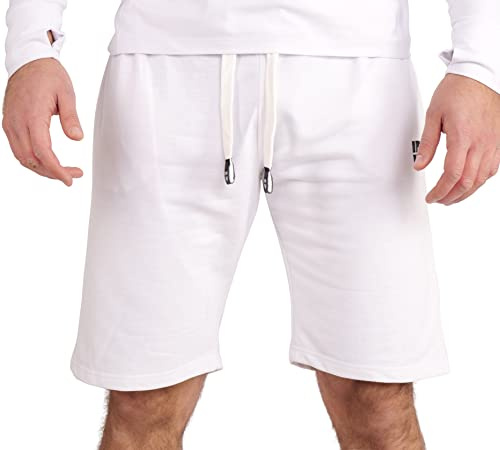 Gennadi Hoppe korta herrbyxor – mjukt material, sidofickor – perfekta herrshorts för sport och fritid – träningsbyxor, män, kort stil, Vit (vit), M