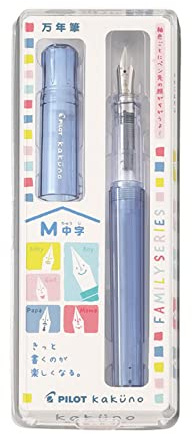Pilot Fountain Pen Kakuno Family Series Kakuno Papa Clear Blue Medium Point FKA-1SR-KPL-M With Kanji LOVE Sticker 5.15 x 0.59 x 0.78 in
