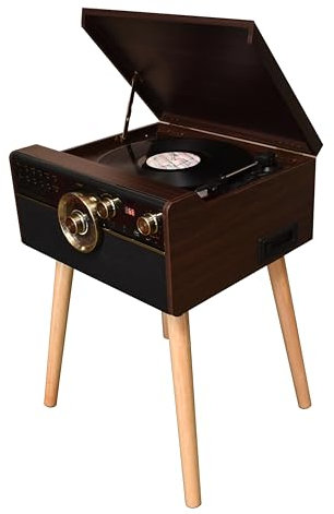 TechPlay Cyclops Complete High Power Stereo System, Turntable, Cassette/CD Player with Bluetooth Connection (Expresso)