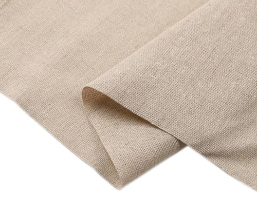 Wambere Tela de lino natural, 100 cm x 150 cm, tela de costura, venta por metros, bordado, tela decorativa de algodón y lino, para manualidades, ropa, mantel, decoración, lino oscuro