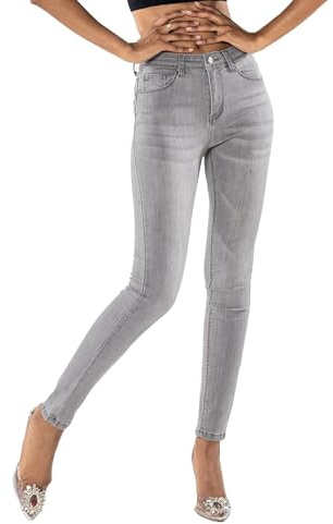 Nina Carter P076 - Jeans da donna Skinny Fit, a vita alta, Push-Up, Denim Stretch con aspetto usato, XS szczupły