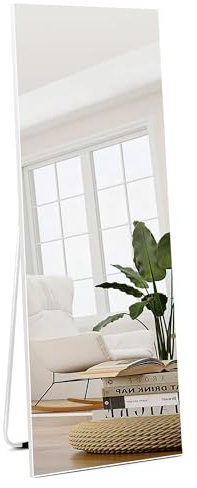 HORLIMER Specchio da Parete 150x51cm,Specchio da Terra con la Cornice Bianca,Specchio a Figura Intera Adatto per Soggiorno, Spogliatoio, Camera da Letto