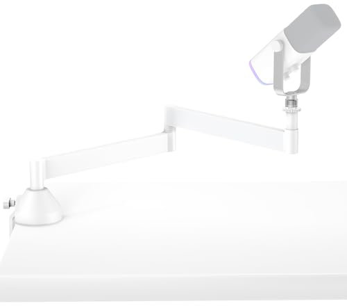 InnoGear Low Profile Mic Arm, 360° Rotatable Microphone Arm Stand Foldable Desk Mic Boom Arm for Fifine AM8 K669B Blue Yeti HyperX QuadCast SoloCast AT2020 and Other Mics, White
