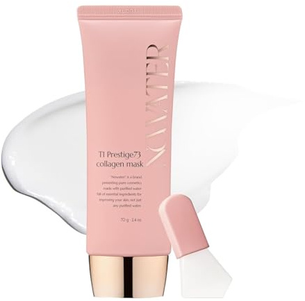 NOWATER Collagen Peel Off Face Mask for Glass Skin — Korean Skincare Hydrolyzed Collagen & 6 Peptides, Visibly Firms & Hydrates in 15 Minutes, Overnight Sleeping Mask for All Skin Types (2.4 fl.oz)