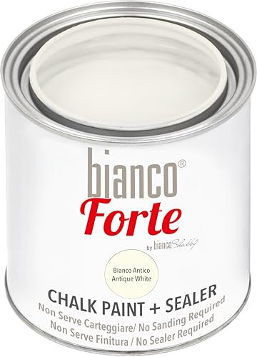 Bianco Forte - Blanco Antiguo - (250ml) Pintura a la Tiza con Acabado/Protección 2 en 1: Chalk Paint Súper Resistente para Muebles, Paredes y Puertas – Secado Rápido, Interior/Exterior, Mate