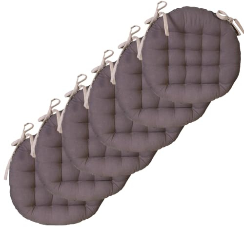 Atout Ciel Set di 6 cuscini rotondi bicolore, diametro: 40 cm, colore: tortora e antracite