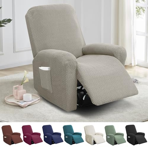 YushengTai Funda Sillon Relax Reclinable, Funda Sillon Relax 1 Plaza, Elástica 4 Piezas para Sofá Reclinable con Bolsillos Laterales Extraíble