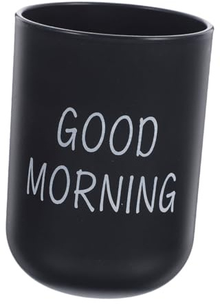 LABRIMP Soporte para Cepillo De Dientes Eléctrico y Vaso para Enjuague Bucal Negro, Taza De Plástico Práctica, Vaso para Cepillo De Dientes Infantil, Uso Diario Baño y Viaje, 1 Unidad